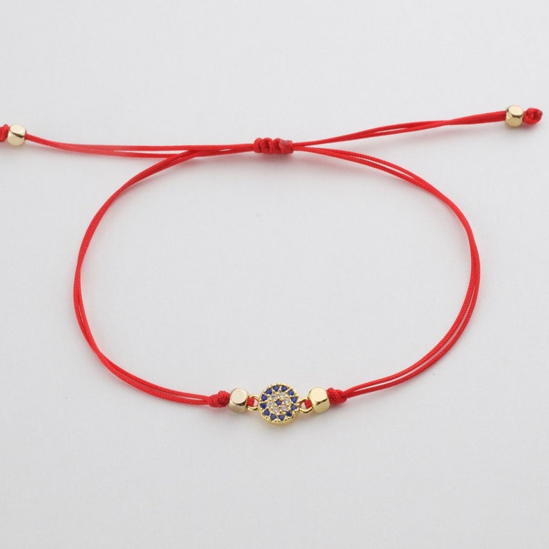 Aura Protective Evil Eye Cord — 18K Gold Plated Pave CZ Bracelet