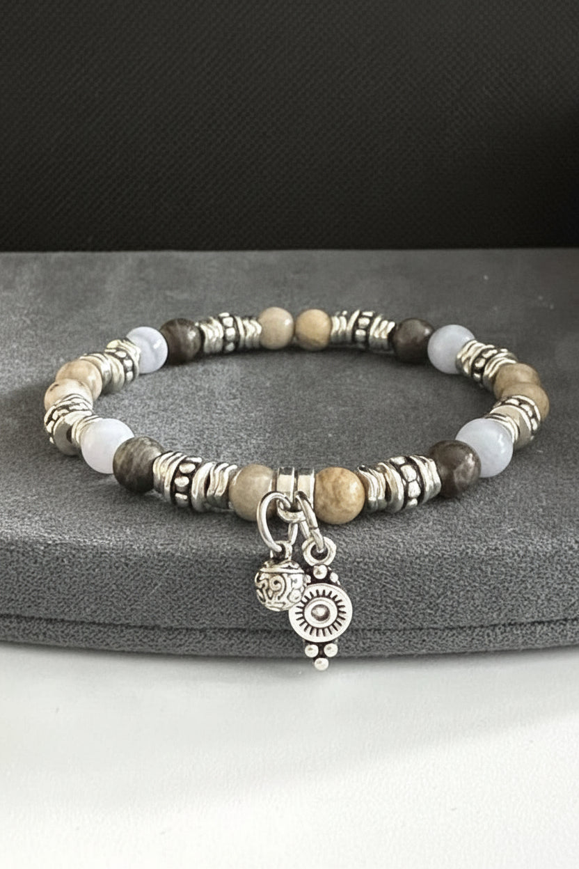Aura Growth & Balance Strand — Natural Moss Agate (Queue #22)