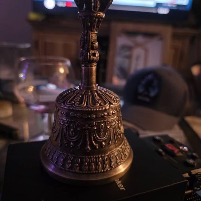 Aura Tibetan Brass Meditation Bell — Dorje Handle Sound Healing Vessel