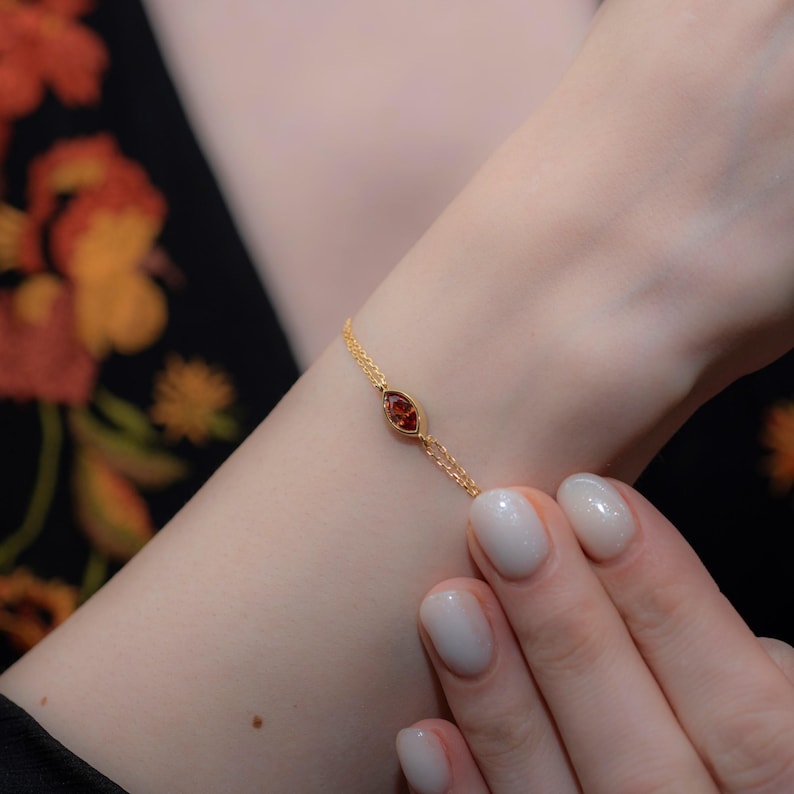 Aura Marquise Citrine Chain — 14K & 10K Solid Gold Bracelet