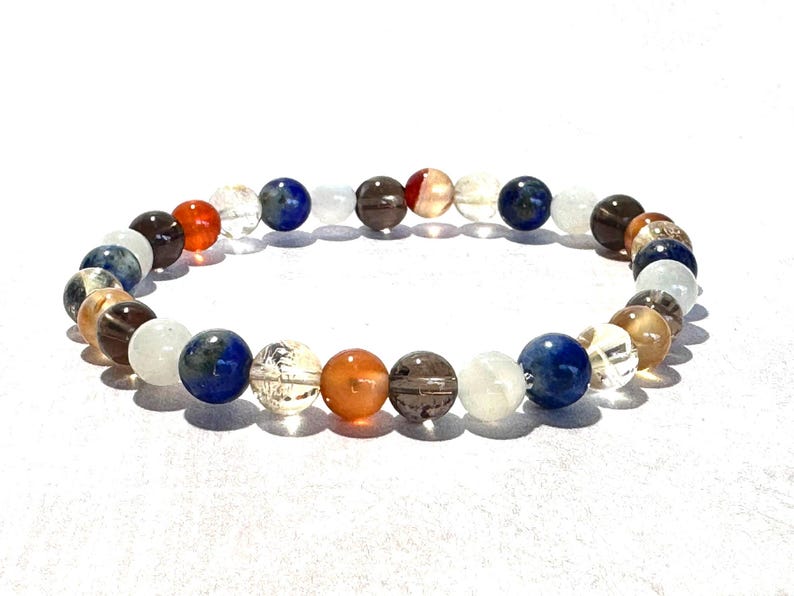 Aura Menopause Balance Strand — Carnelian, Citrine, Moonstone & Lapis Lazuli
