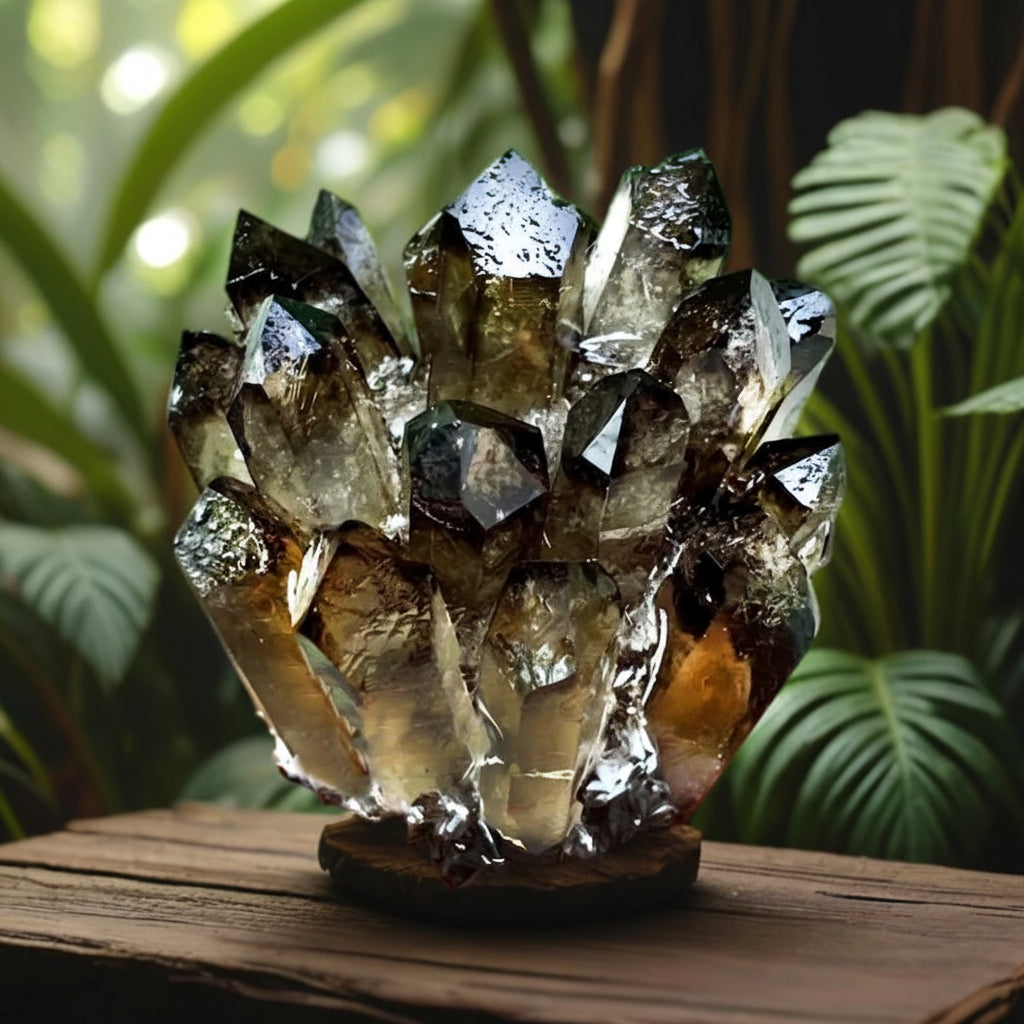 Aura Grounding Smoky Quartz Cluster — Raw Geode Altar Anchor