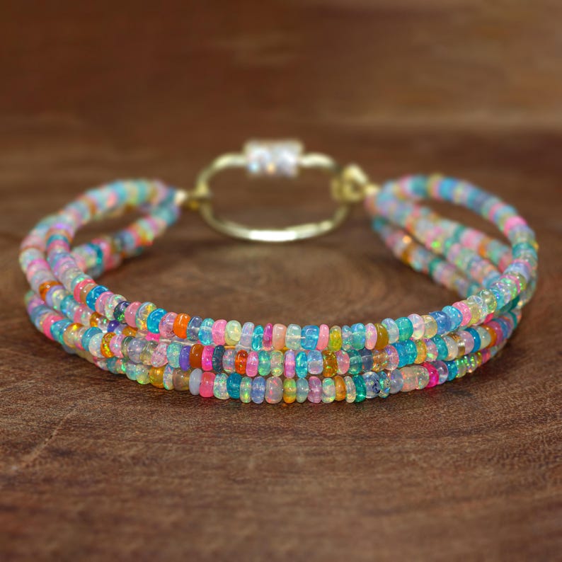 Aura Cosmic Welo Fire Opal Strand — Ethiopian Opal Spiritual Jewelry (Queue #14)