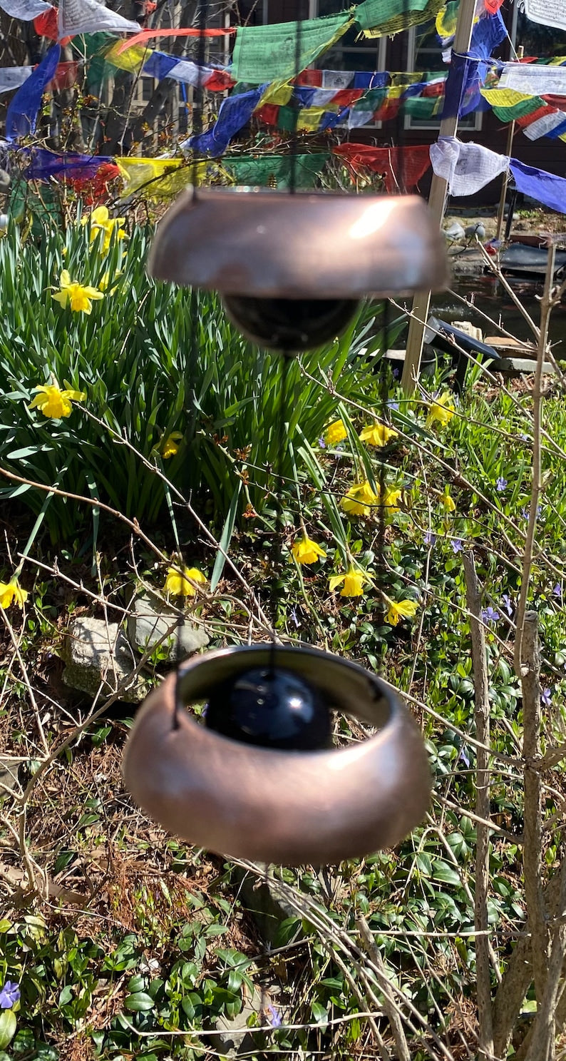 Aura Sanctuary Five-Tier Temple Bells — Rustic Resonance Windchime