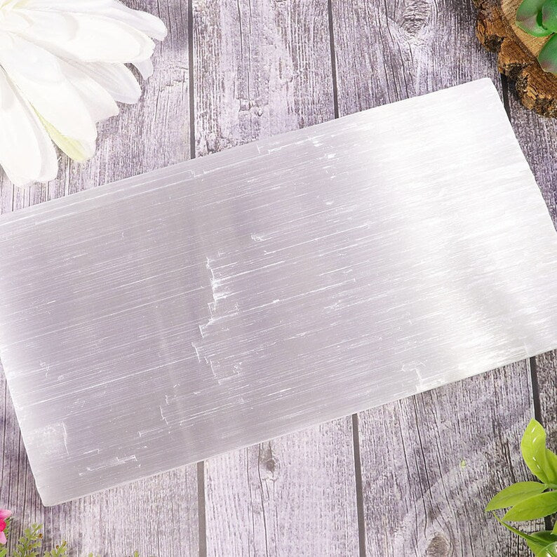 Aura Seven Chakras Selenite Charging Plate — Multi-Chakra Alignment Cleansing Slab