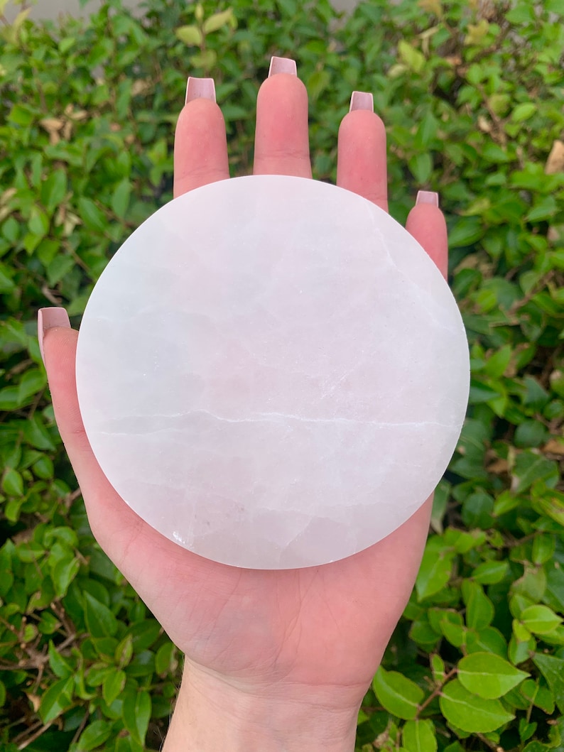 Aura Seven Chakras Selenite Charging Plate — Multi-Chakra Alignment Cleansing Slab