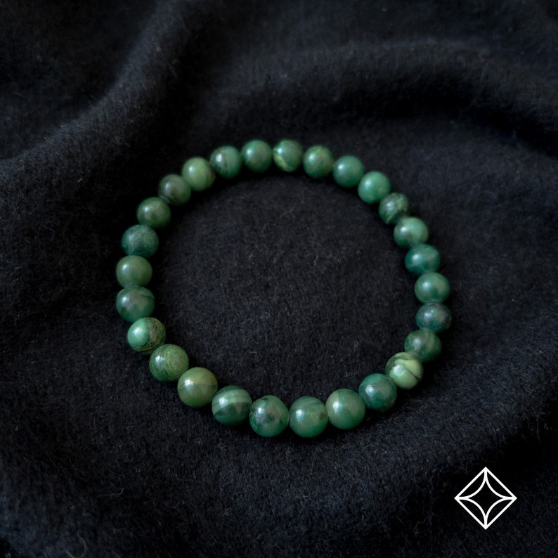 Aura Lucky Jade Bangle — Real Green Jadeite Bead Wristband (Queue #7)