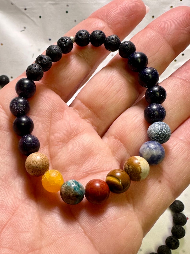 Aura Celestial Lava Stone Strand — Solar System Aromatherapy Diffuser Bracelet