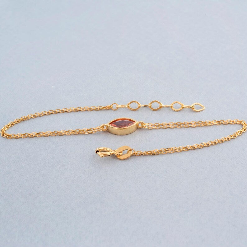 Aura Marquise Citrine Chain — 14K & 10K Solid Gold Bracelet
