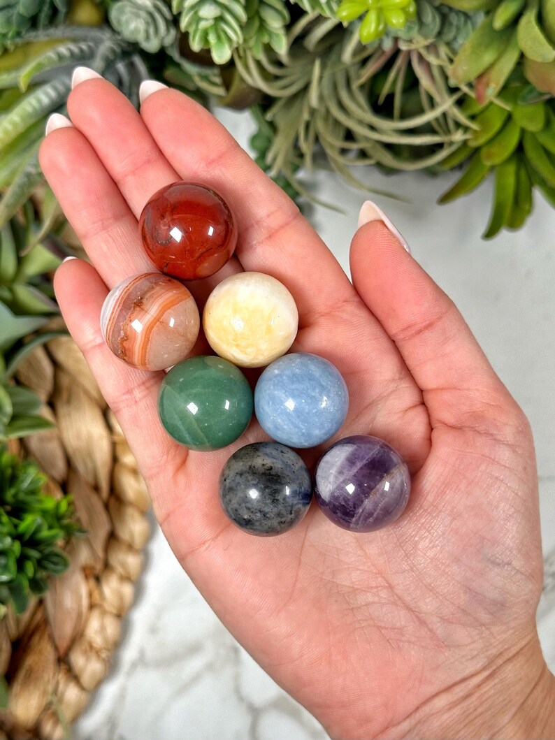 Aura 7 Chakra Sacred Sphere Set — Rainbow Crystal Balls for Alignment & Balance