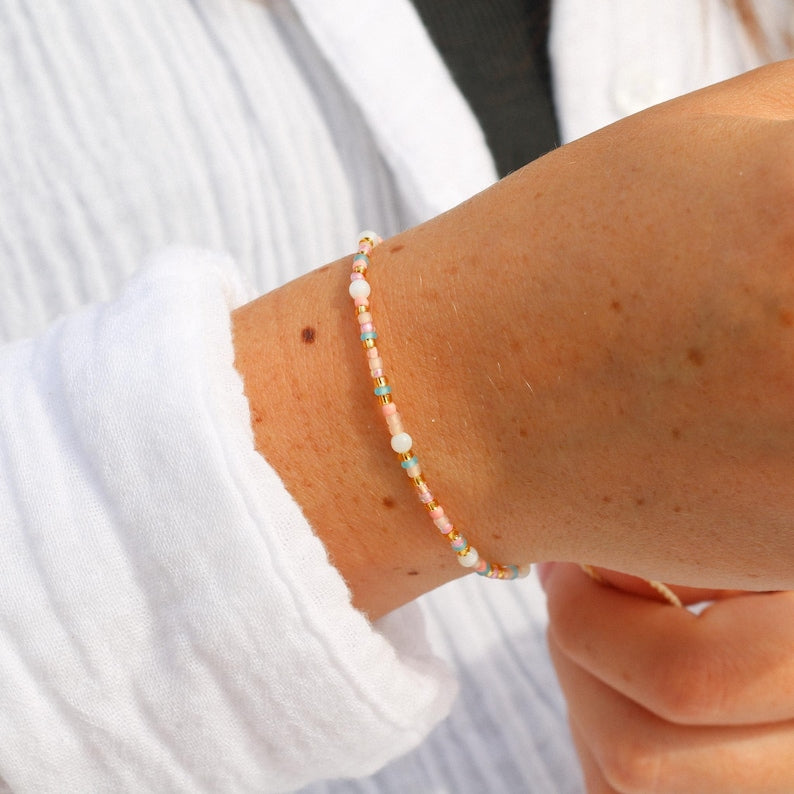 Surya Seed Bead Talisman — Solar Shell & Turquoise Strand