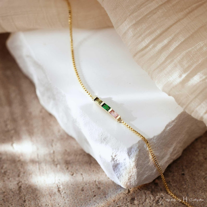 Aura Baguette Birthstone Bracelet — Custom Family Alignment Talisman