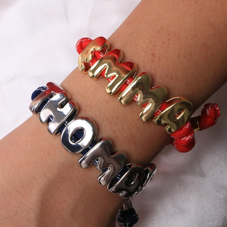 Aura Initial Knotted Bracelet — Custom Bubble Letter Alignment
