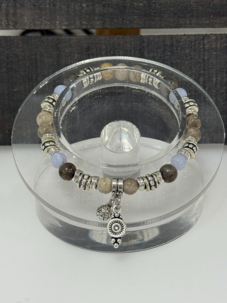 Aura Growth & Balance Strand — Natural Moss Agate (Queue #22)
