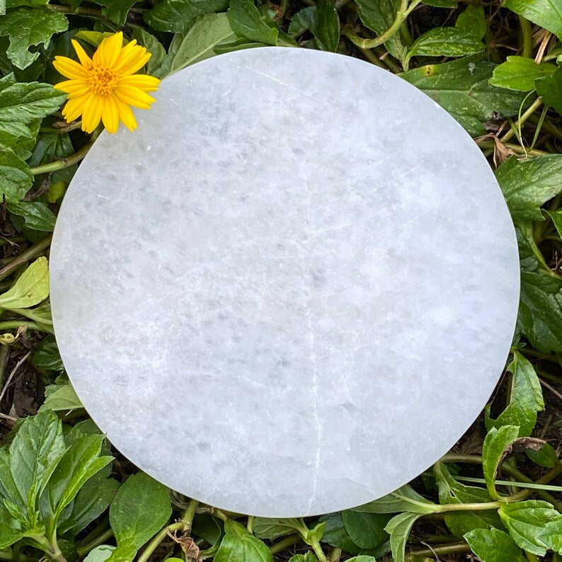 Aura Seven Chakras Selenite Charging Plate — Multi-Chakra Alignment Cleansing Slab