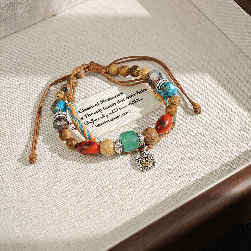 Aura Ocean Agate Macrame Strand — Handcrafted Eco-Friendly Hemp Bangle (Queue #26)