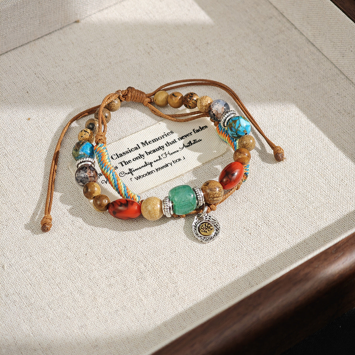 Aura Ocean Agate Macrame Strand — Handcrafted Eco-Friendly Hemp Bangle (Queue #26)