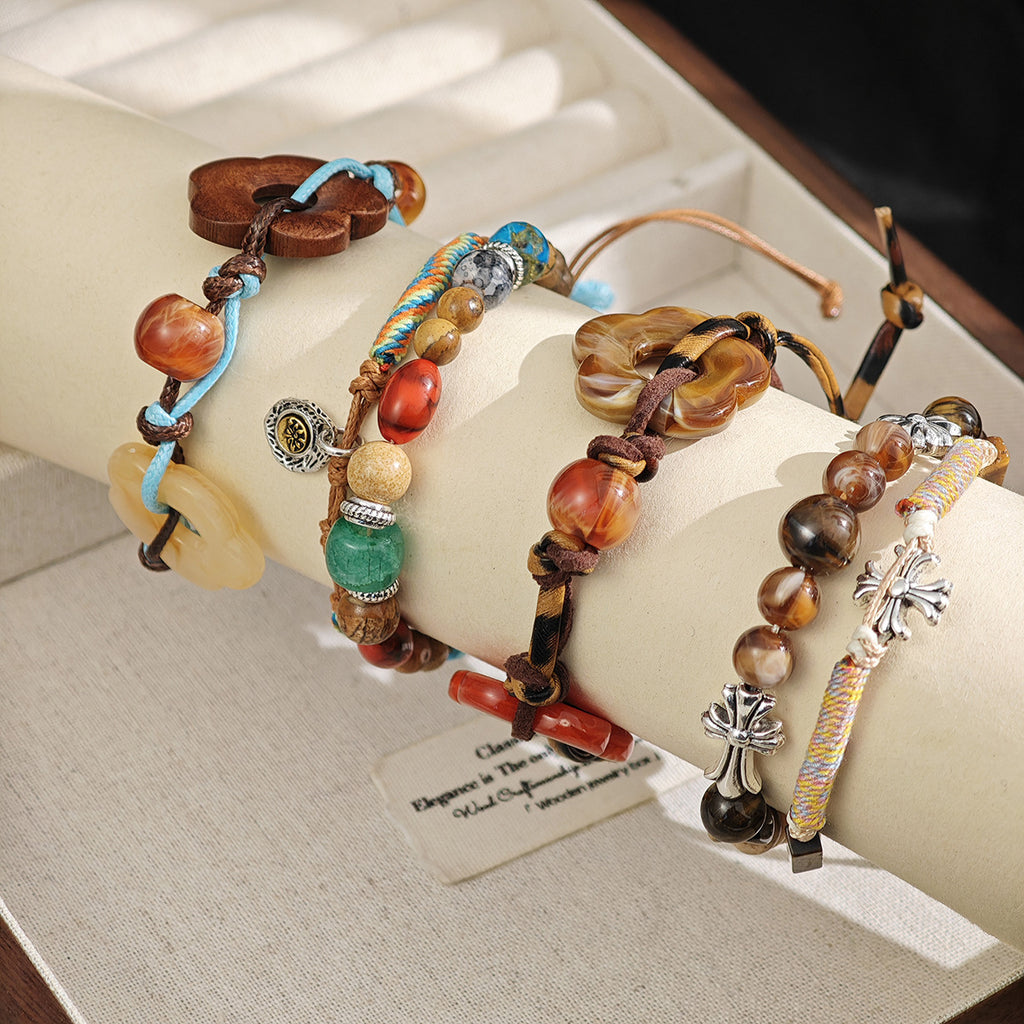 Aura Ocean Agate Macrame Strand — Handcrafted Eco-Friendly Hemp Bangle