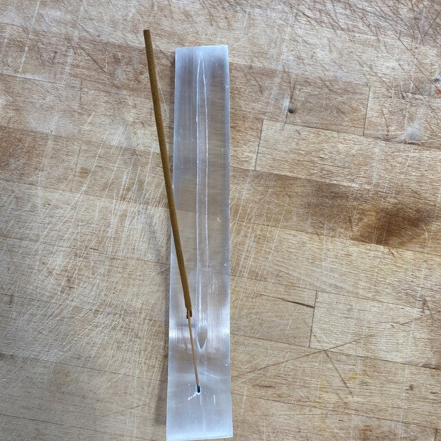Aura Polished Selenite Incense Holder — Sacred Altar Cleansing Plate