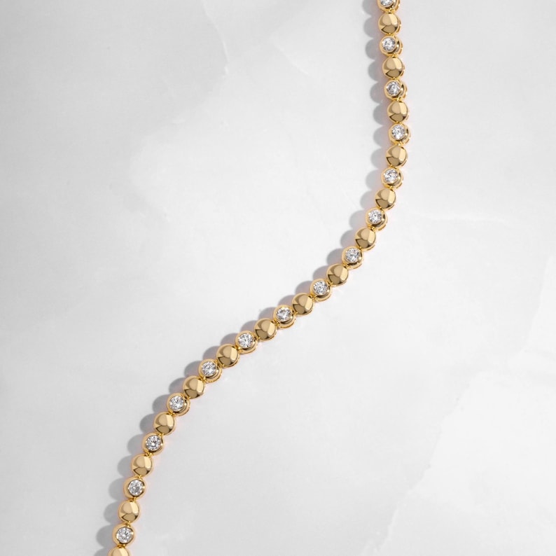 Dainty Beaded Bezel Tennis Bracelet — Luminous Orbit Aura