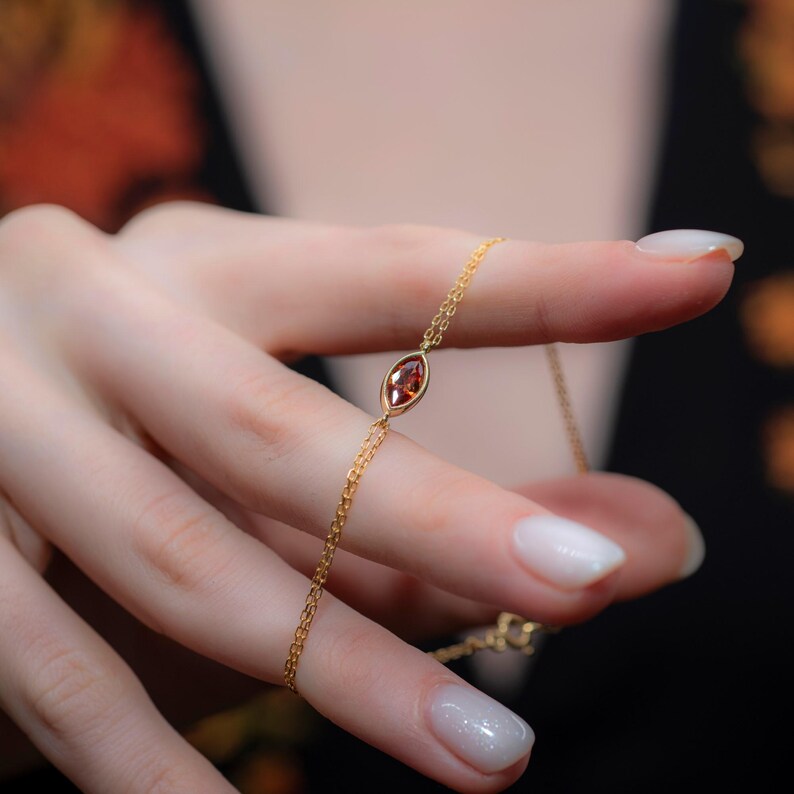 Aura Marquise Citrine Chain — 14K & 10K Solid Gold Bracelet