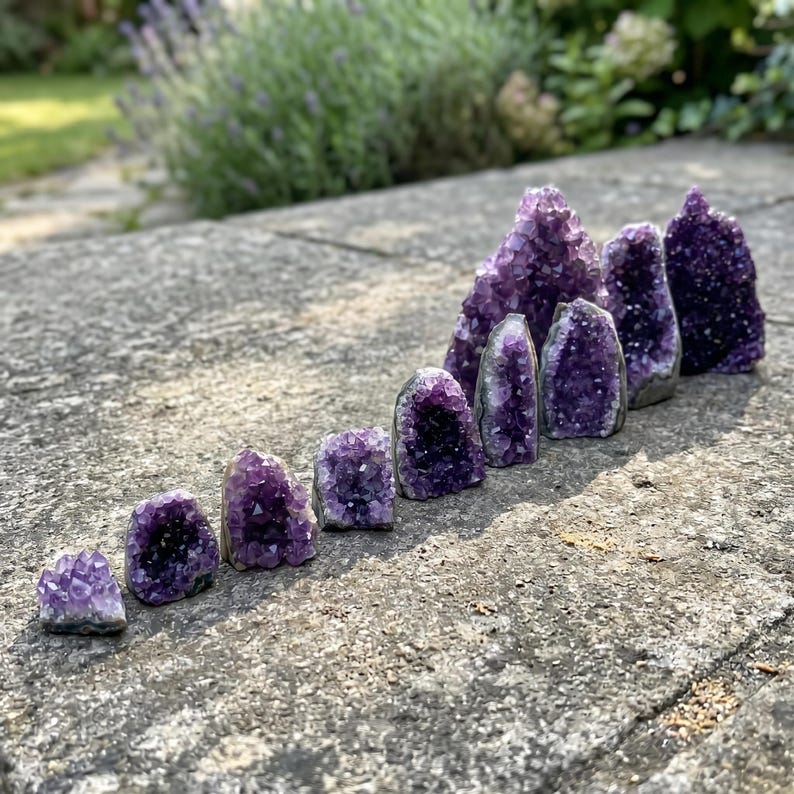 Aura Tranquility Amethyst Cluster — Raw Uruguay Violet Geode Altar Anchor