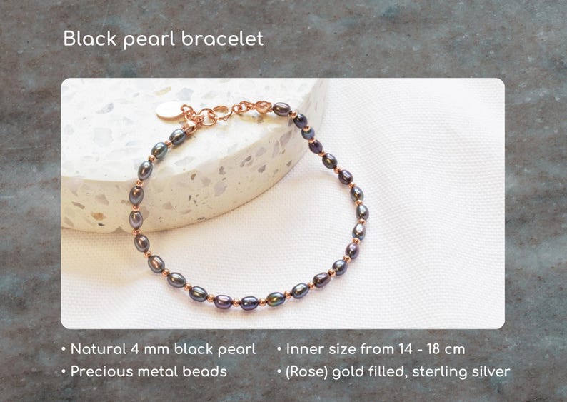Aura Peacock Pearl Strand — Gold Filled Bracelet with Natural Black Pearls