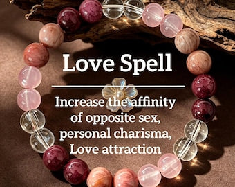 Aura Love Spell Manifestation Strand — Rose Quartz, Garnet & Rhodonite
