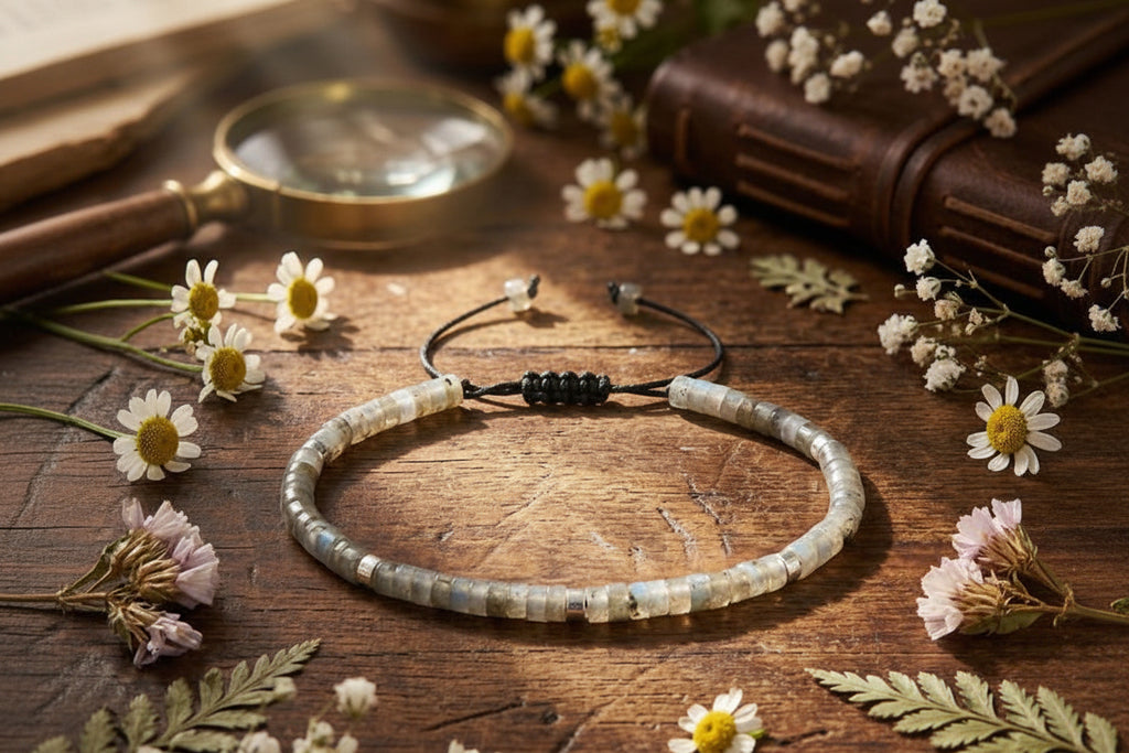Aura Shadow Work Protection Strand — Labradorite, Obsidian & Howlite