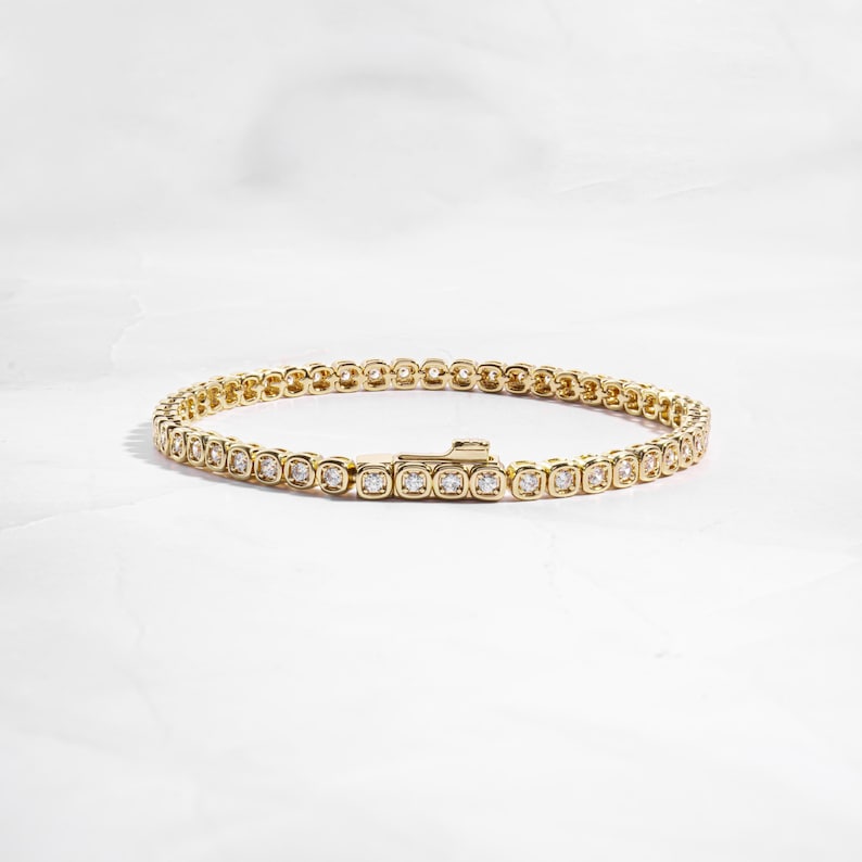 Classic Bezel Tennis Strand — Shimmering Solitaire Aura
