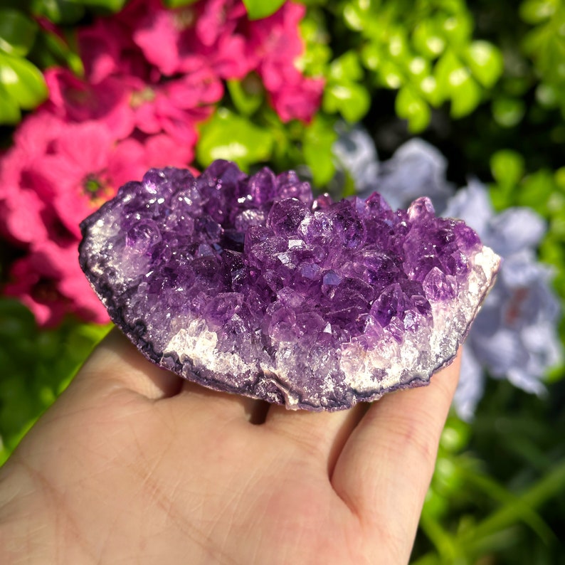 Aura Tranquility Amethyst Cluster — Deep Violet Geode Altar Anchor (Style 2)