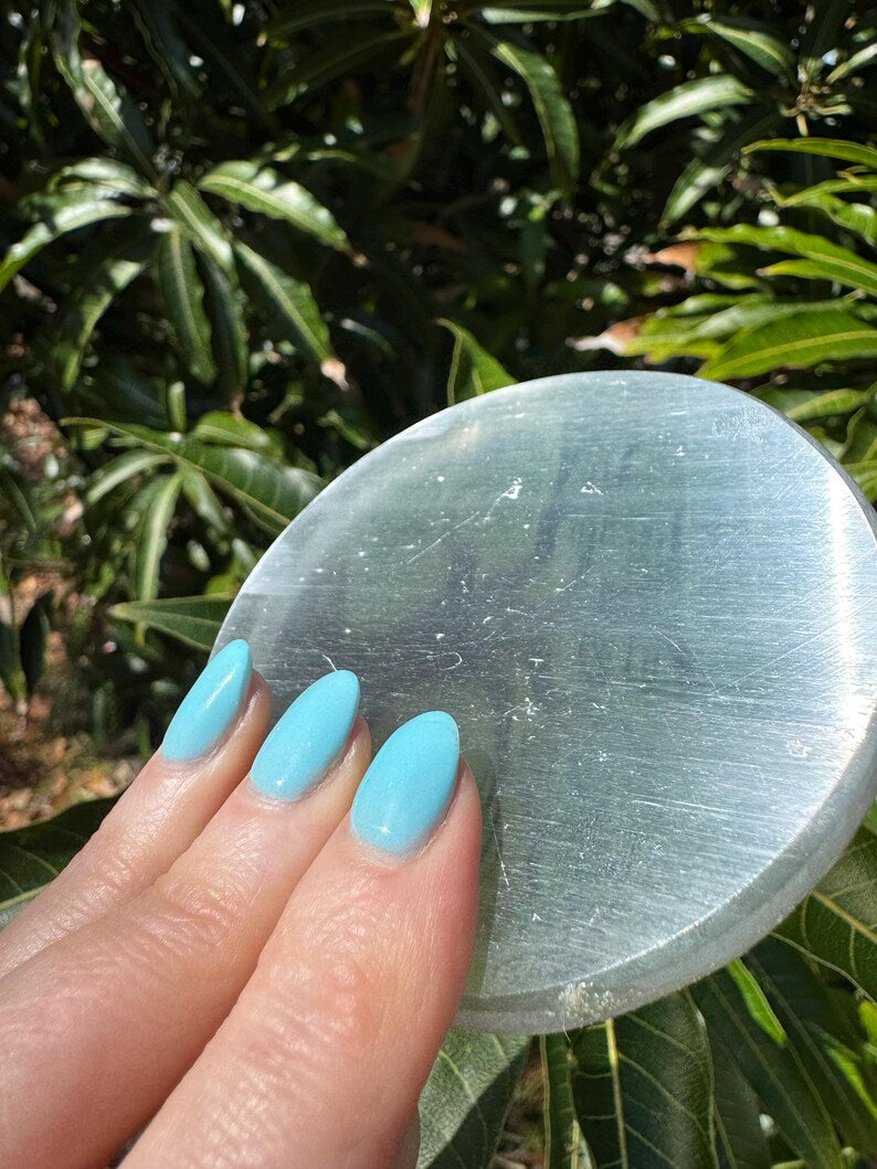 Aura Seven Chakras Selenite Charging Plate — Multi-Chakra Alignment Cleansing Slab