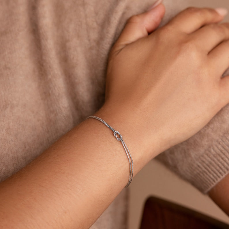 Aura Love Knot Double Strand — 18K Gold Plated Snake Chain Bracelet