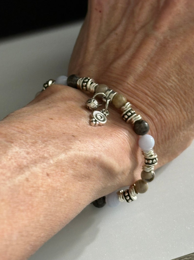 Aura Growth & Balance Strand — Natural Moss Agate (Queue #22)