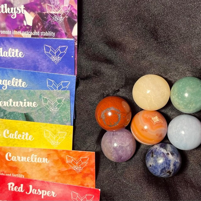 Aura 7 Chakra Sacred Sphere Set — Rainbow Crystal Balls for Alignment & Balance