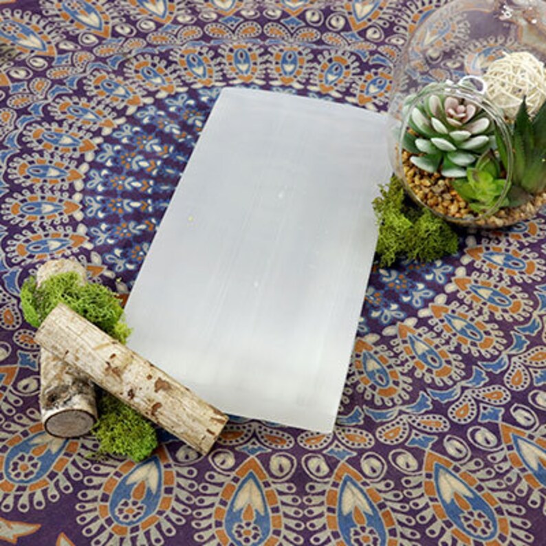 Aura Seven Chakras Selenite Charging Plate — Multi-Chakra Alignment Cleansing Slab