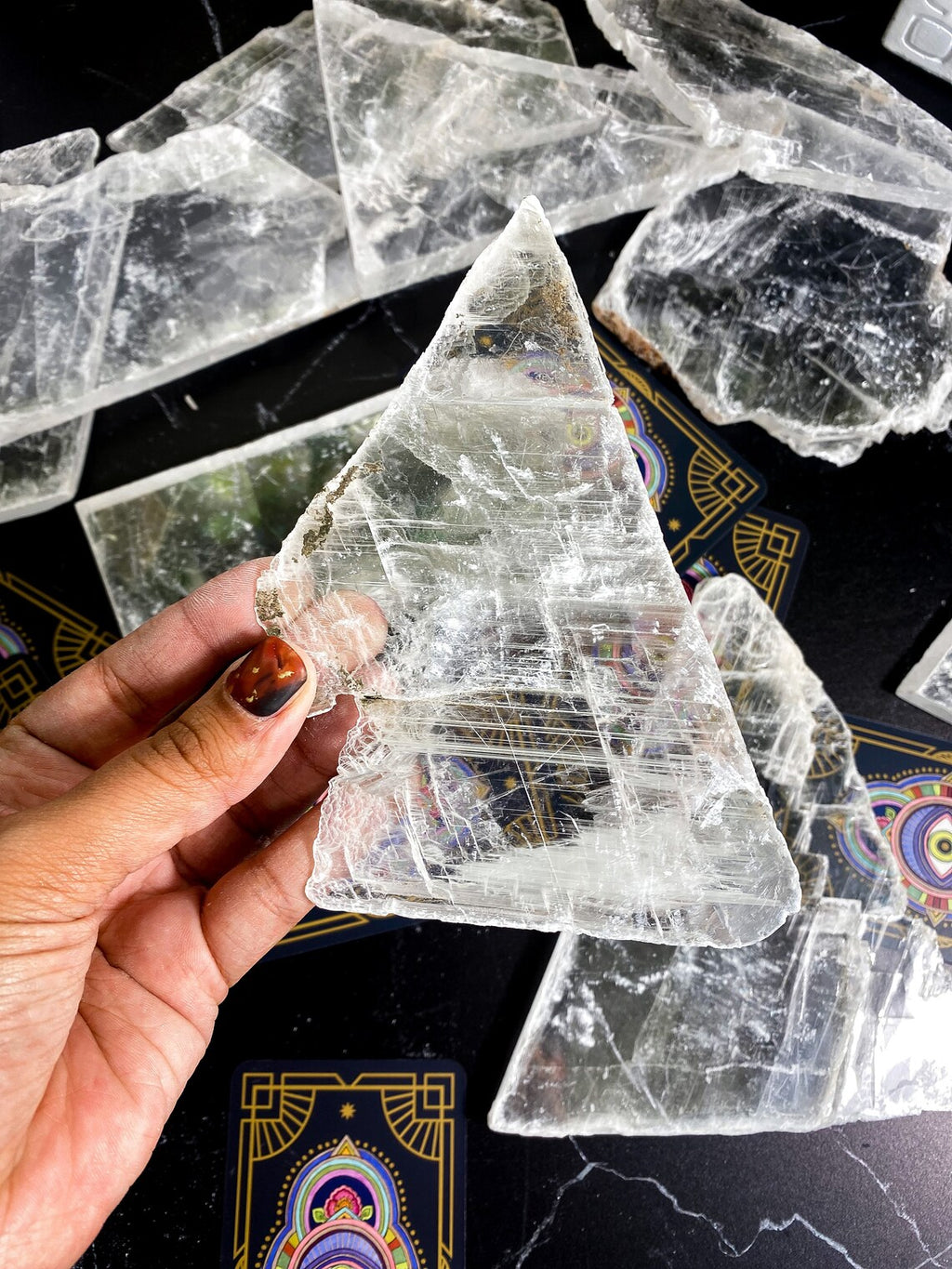Aura Raw Selenite Slab — Altar Crystal Cleansing Block