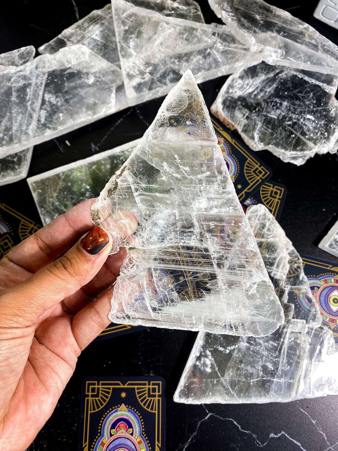 Aura Raw Selenite Slab — Altar Crystal Cleansing Block