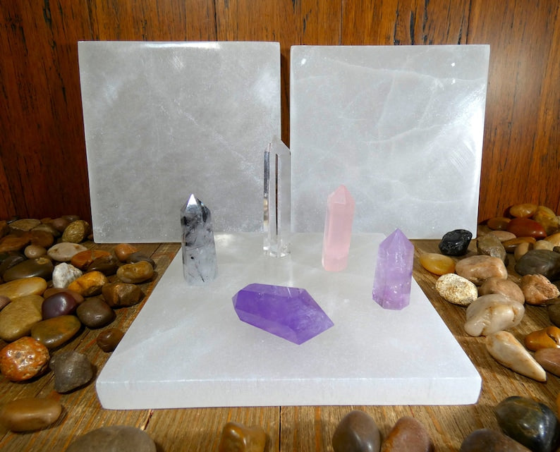 Aura Raw Selenite Slab — Altar Crystal Cleansing Block