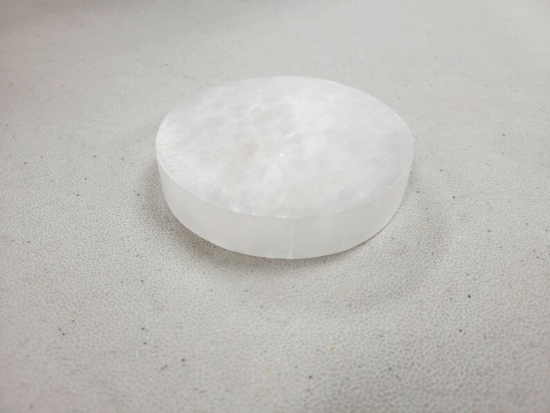 Aura Sacred Geometry Selenite Charging Plate — Altar Cleansing Slab