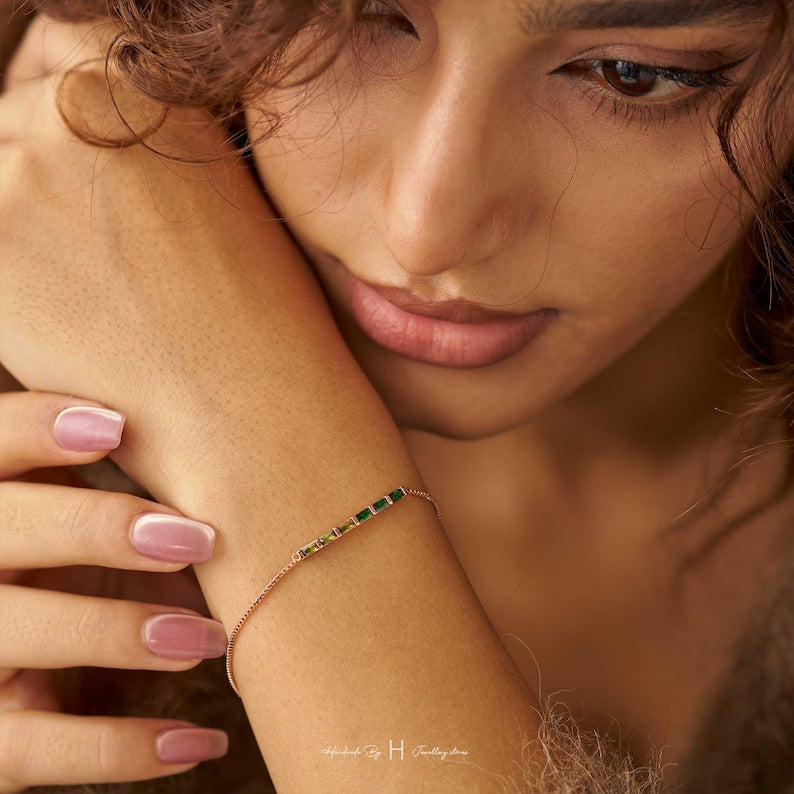 Aura Baguette Birthstone Bracelet — Custom Family Alignment Talisman