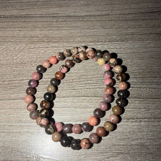 Aura Emotional Healing Strand — Grade-A Rhodonite Bracelet