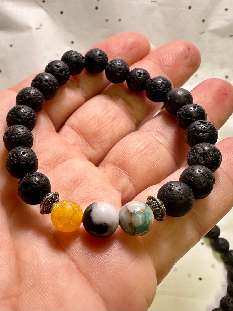 Aura Celestial Lava Stone Strand — Solar System Aromatherapy Diffuser Bracelet