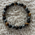 Aura Triple Protection Strand — Tiger's Eye, Hematite & Black Obsidian