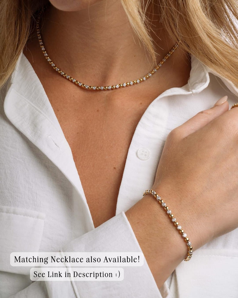 Duality Mixed Metal Tennis Strand — Two-Tone Solitaire Aura