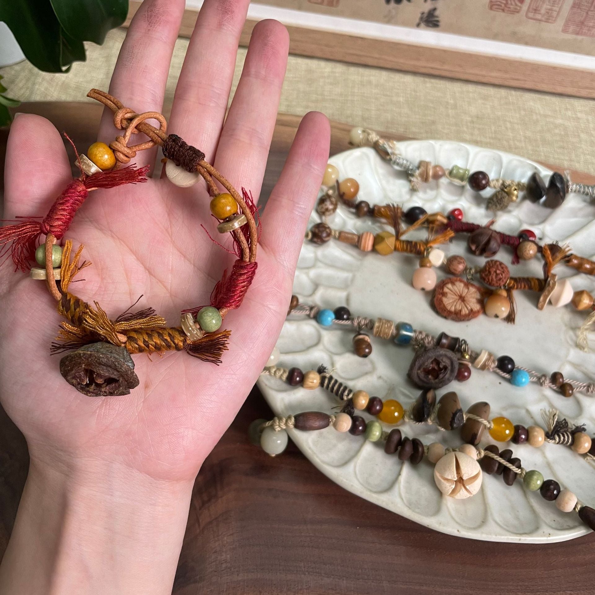 Aura Ocean Agate Macrame Strand — Handcrafted Eco-Friendly Hemp Bangle
