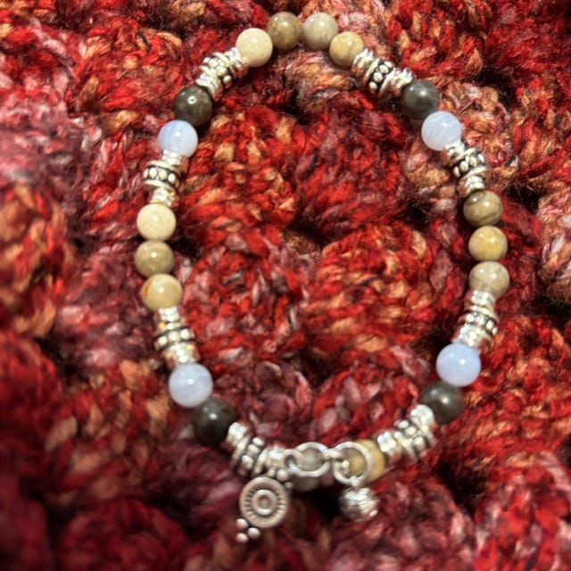 Aura Growth & Balance Strand — Natural Moss Agate (Queue #22)