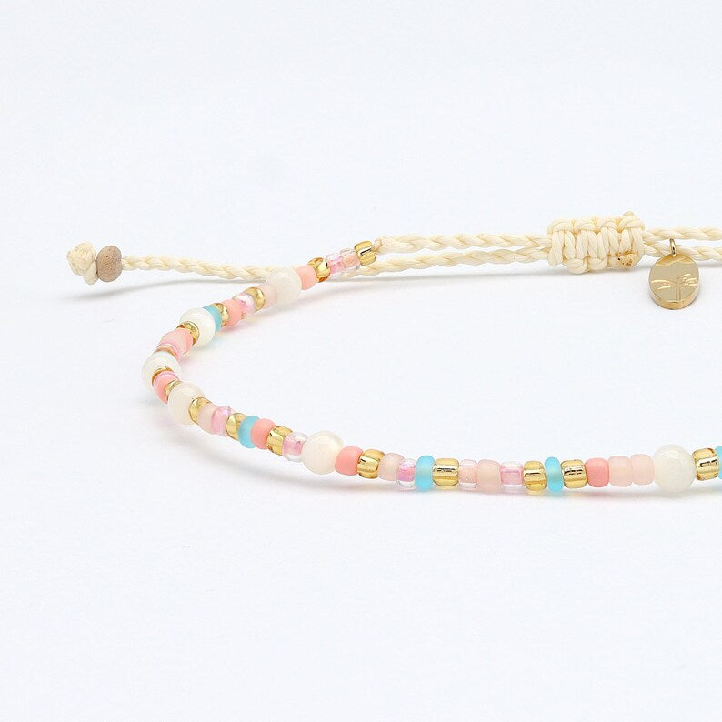 Surya Seed Bead Talisman — Solar Shell & Turquoise Strand