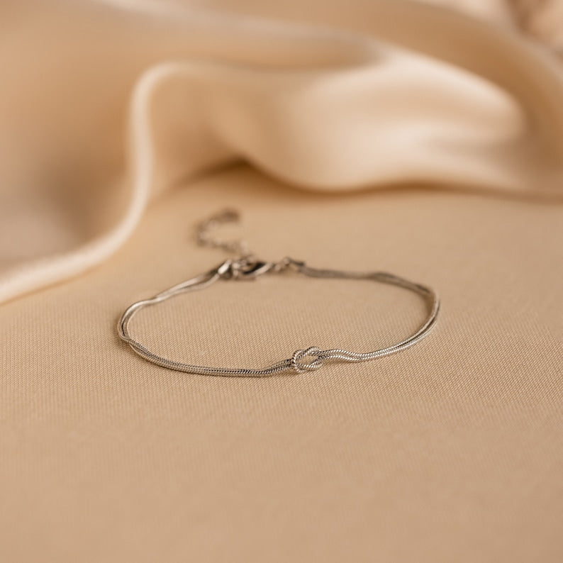 Aura Love Knot Double Strand — 18K Gold Plated Snake Chain Bracelet