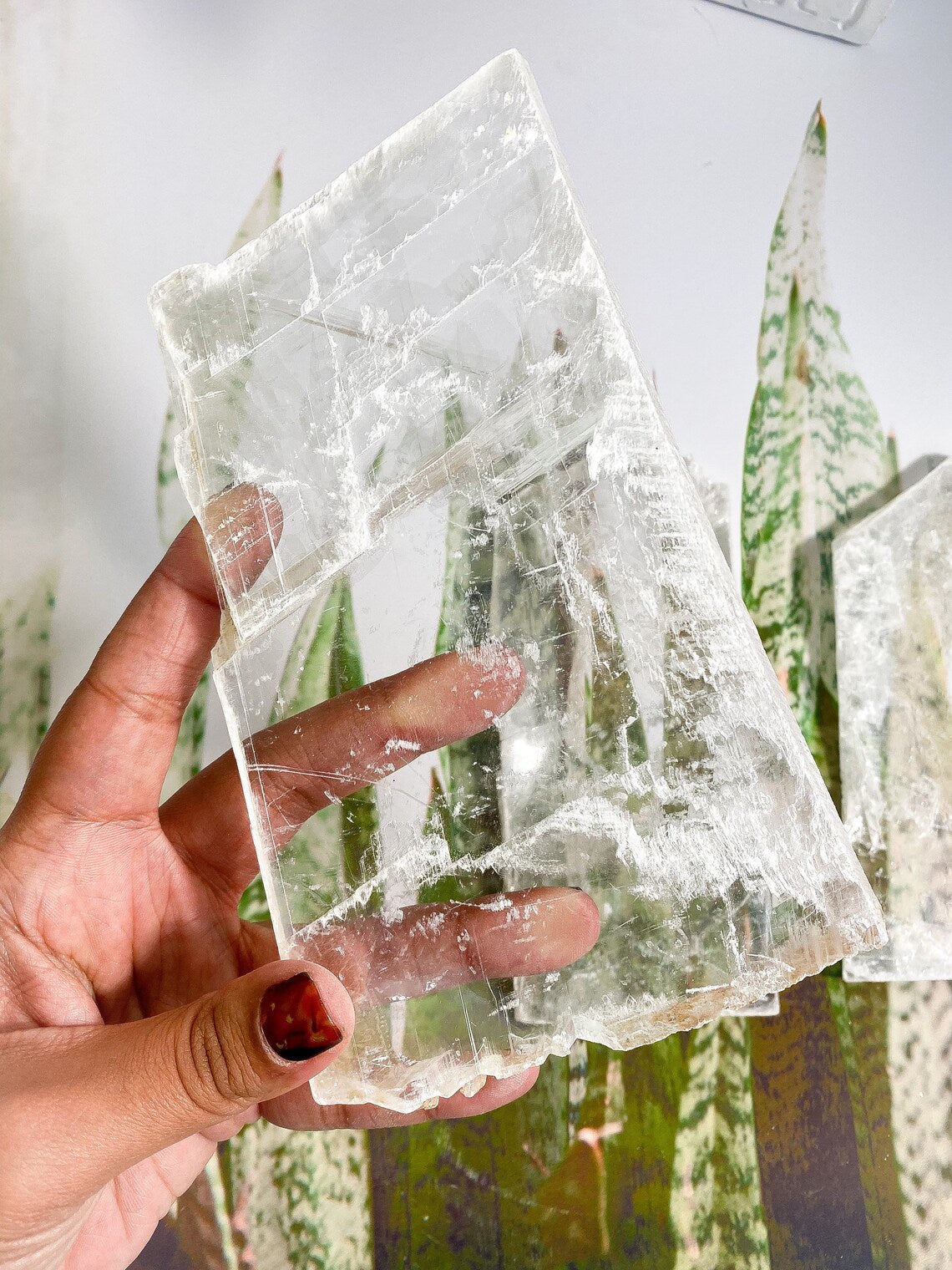 Aura Raw Selenite Slab — Altar Crystal Cleansing Block